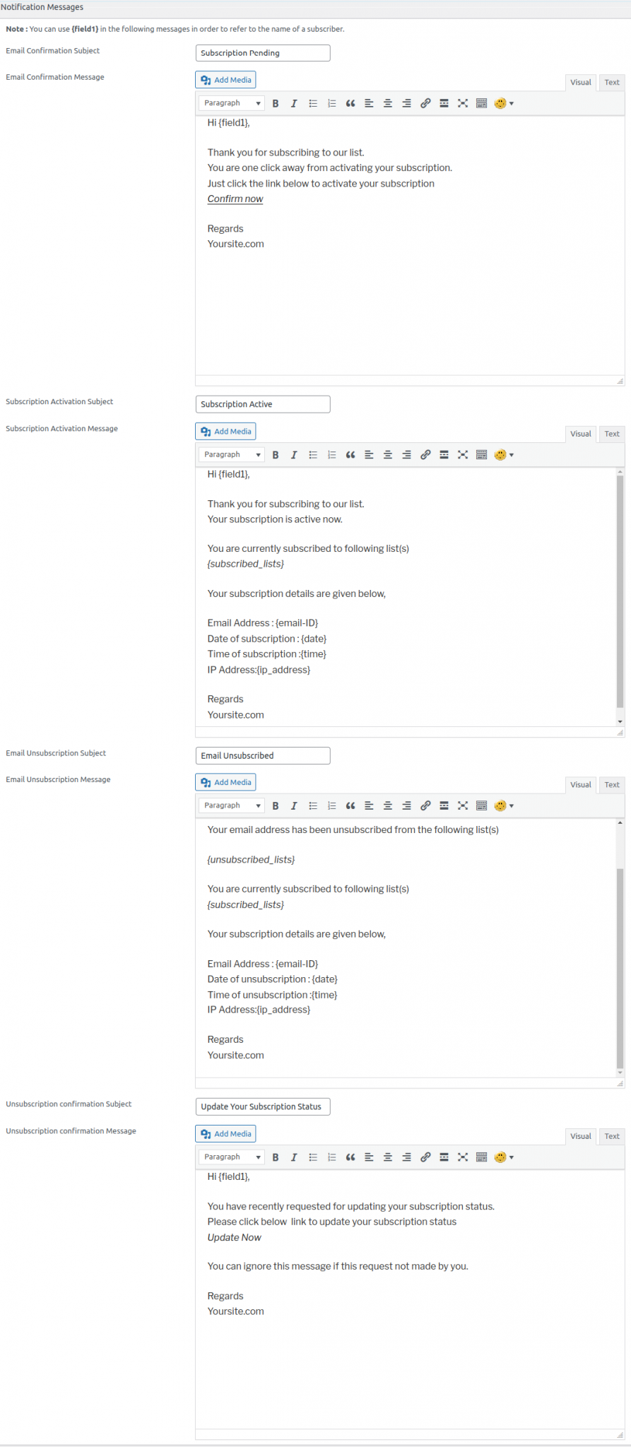 Settings | XYZScripts Help