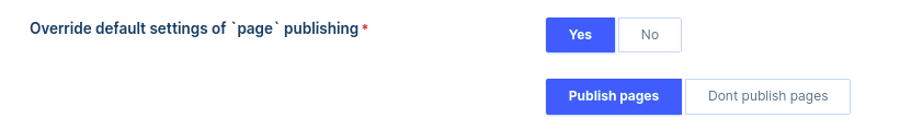 Override default settings of `page` publishing