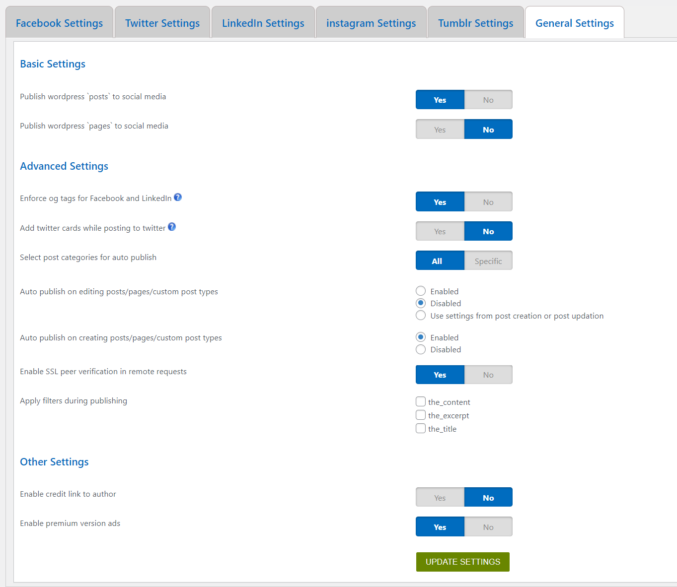 SMAP Free general settings