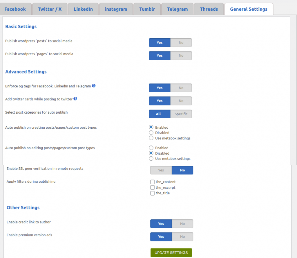 Basic Settings – XYZScripts Help