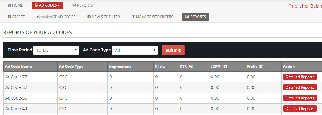 ad code reports