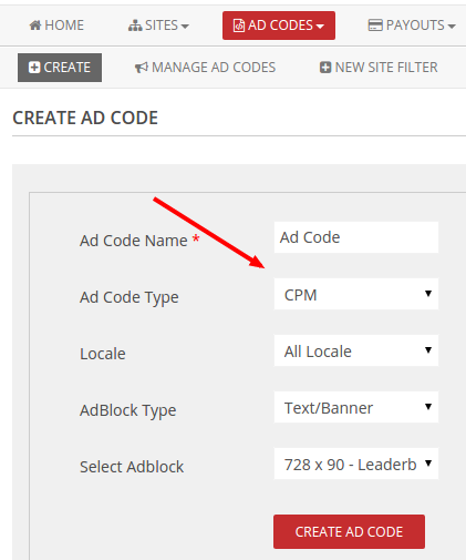 cpm adcode type