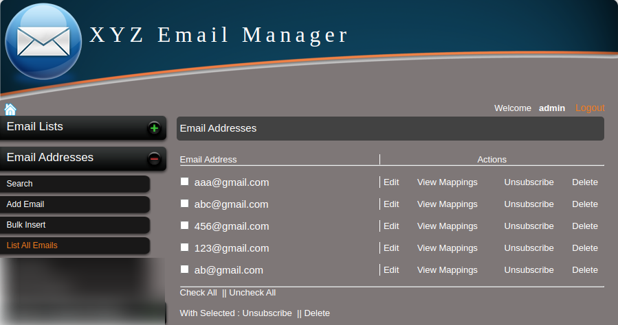 List all email addresses