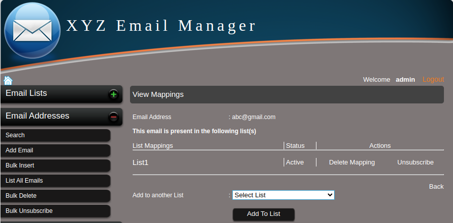 View Mappings of an email address