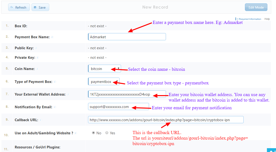 gourl-payment-box-settings