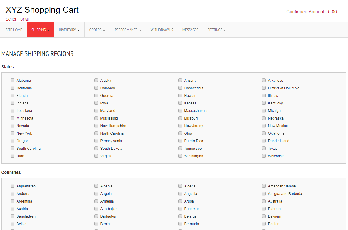 manage shipping regions