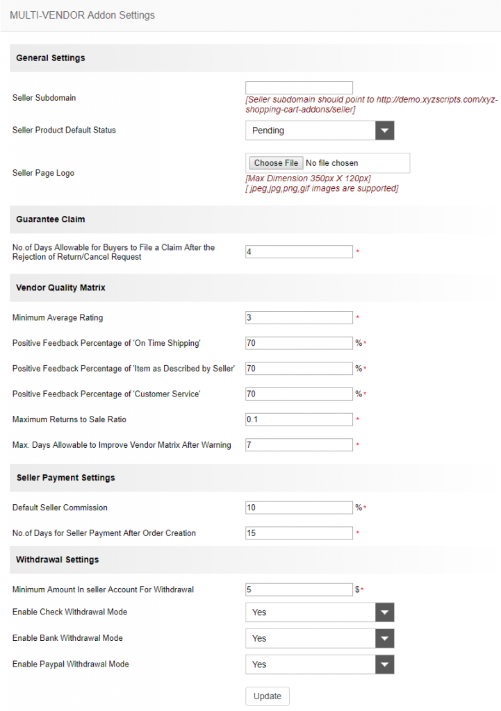Multi Vendor e-Commerce Marketplace – XYZScripts Help