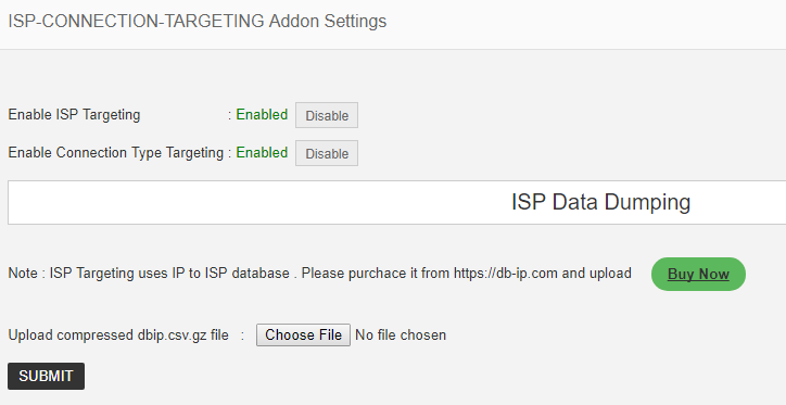 ISP settings