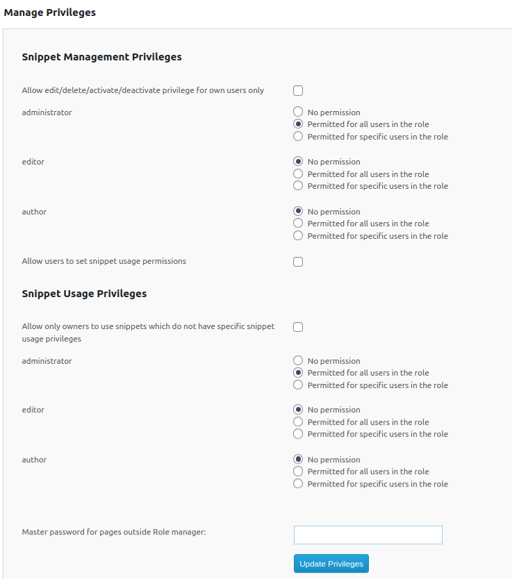 Manage Privileges | XYZScripts Help