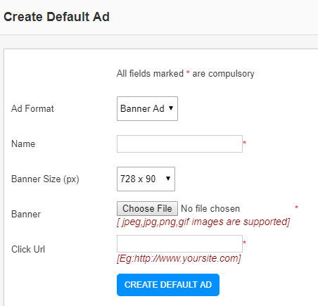 create default banner ad