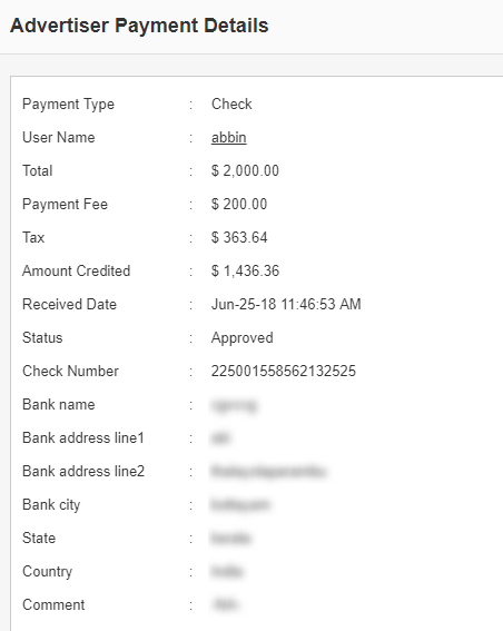 payment details