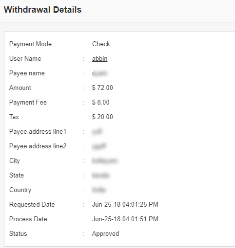 withdrawal details