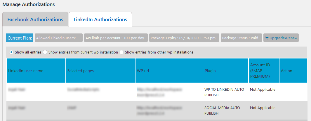 Linkedin Authorizations