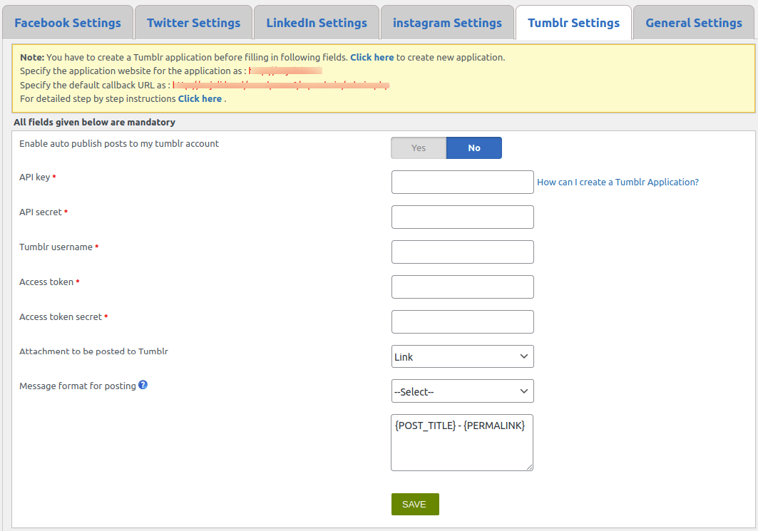 Tumblr Settings XYZScripts Help
