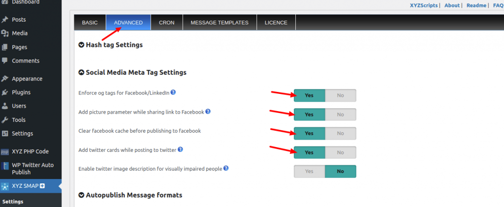 Social Media Auto Publish Premium Meta Tag Settings