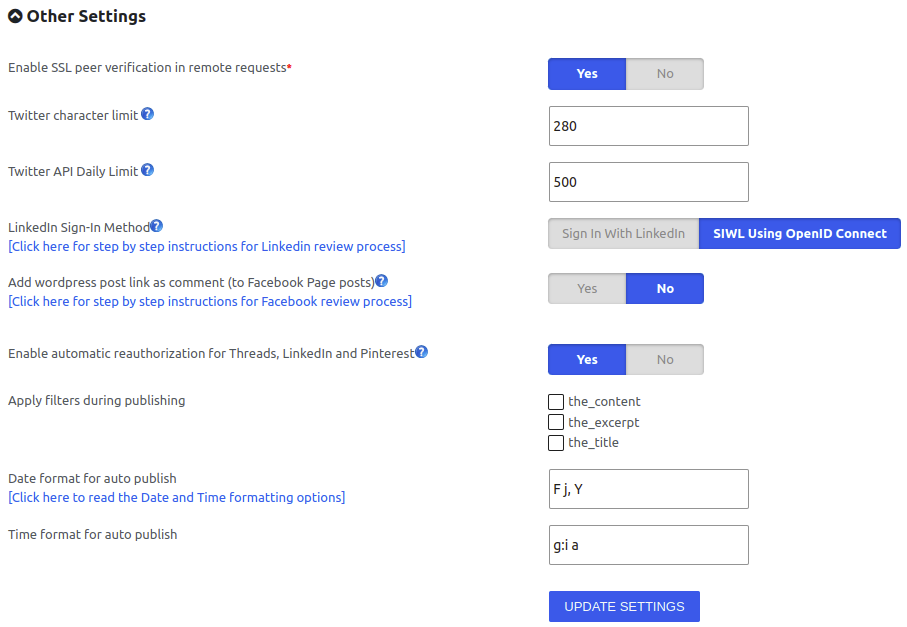FB Comment Settings