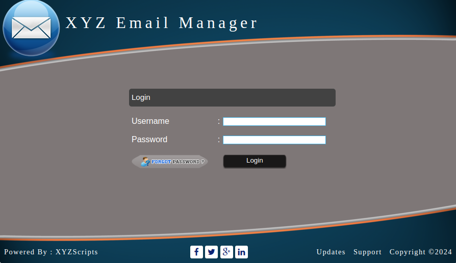 XYZ Email Manager Login Page